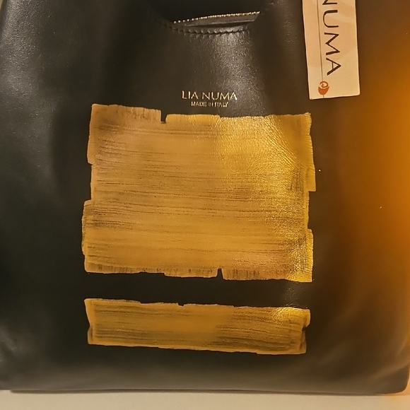 Lia Numa Black and Gold Satchel - Picture 2 of 9